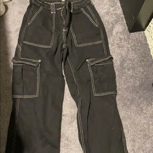 Black with white stitching pants